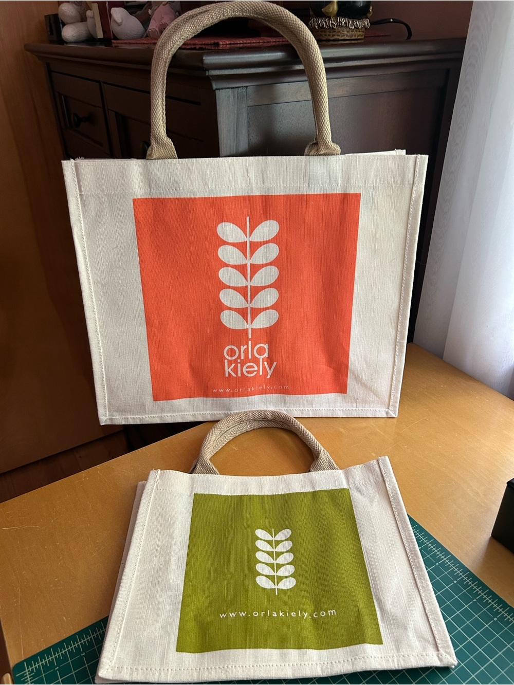 Set of two Orla Kiely Burlap Tote Bags - Picture 1 of 10